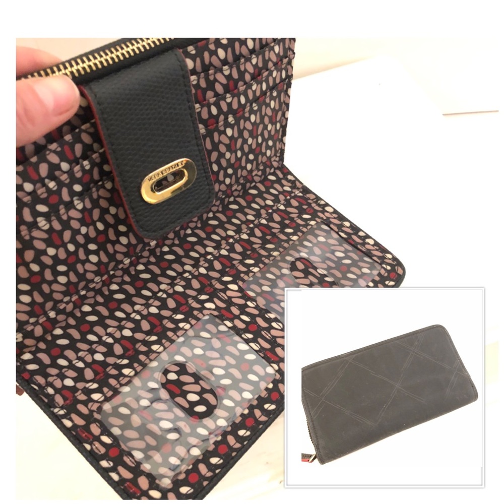 Vera Bradley Black Accordion Wallet w/turn Lock